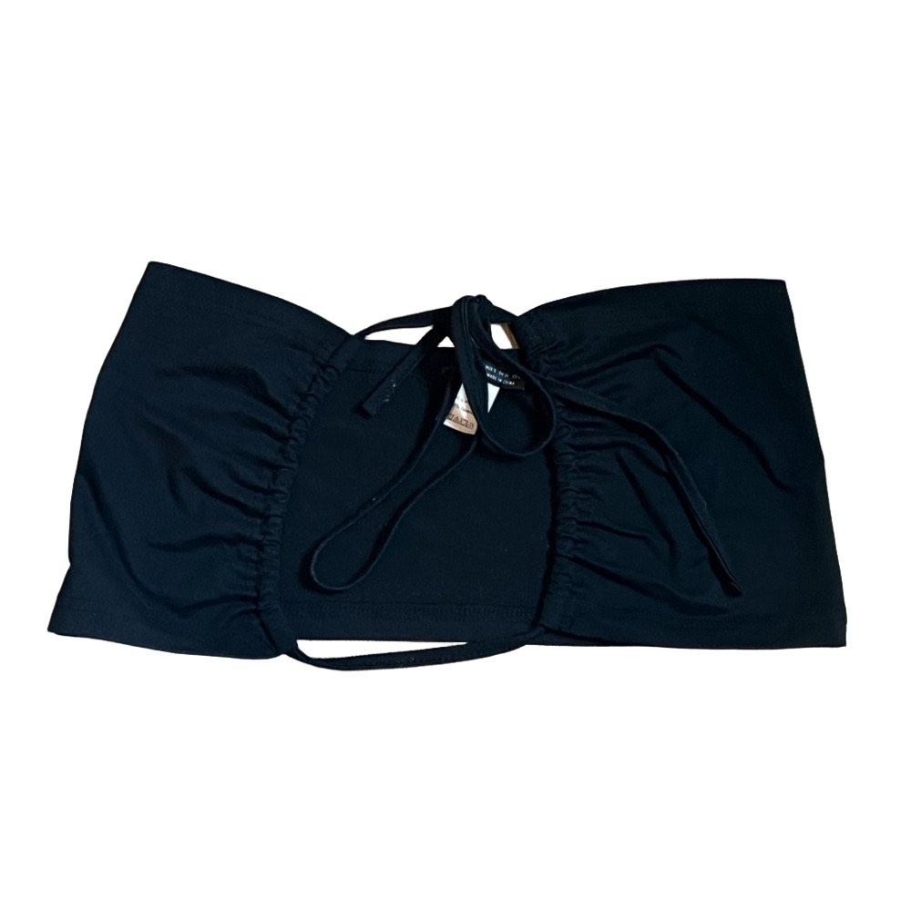 SHEIN Black Cinched Front Strapless Top